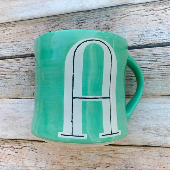 Anthropologie Initial Monogram “A” Mug Green - Picture 2 of 7